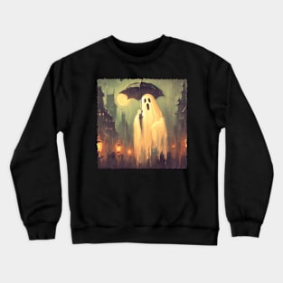 Vintage Spooky gothic Halloween ghost holding umbrella Crewneck Sweatshirt